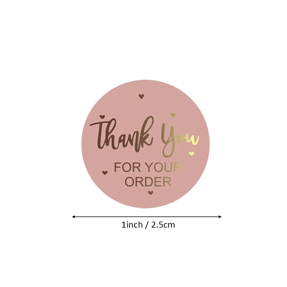 

Pink Paper Label Stickers Gold Thank You Sticker Scrapbooking 500pcs for Wedding Gift Card Business Packaging Stationery Sticker