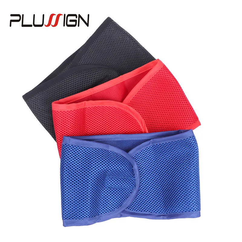 Plussign Mesh Wrap Big Hole Breathable Adjustable Stretch Towel With Magic Tape Wig Headband Edges Hair Wrap Wig Grip Band 5Pcs