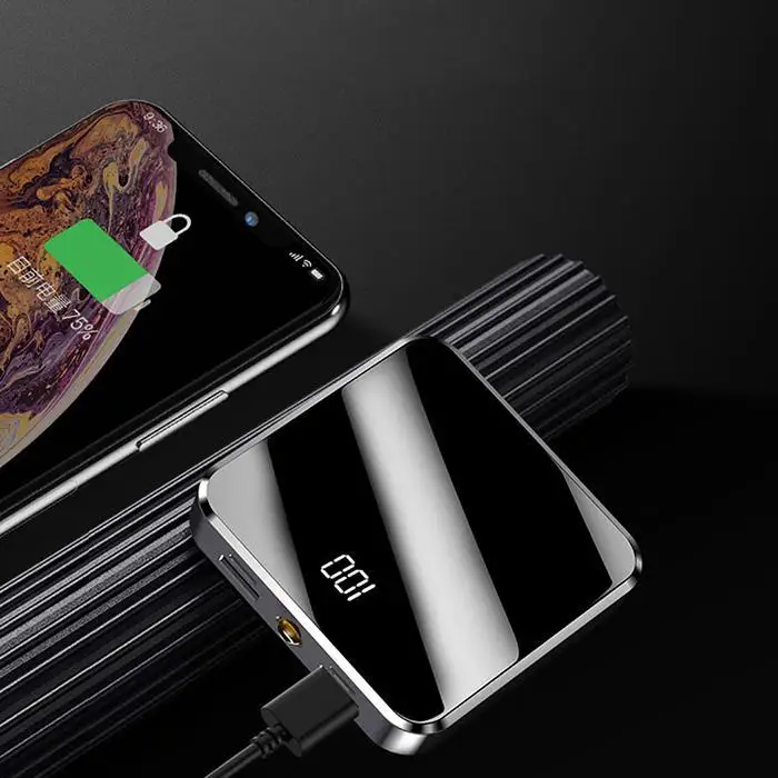 Мини Портативный банк питания 20000mah Bulti-in Светодиодный портативное зарядное устройство в виде фонарика зарядное устройство type-C два usb порта для общего телефона