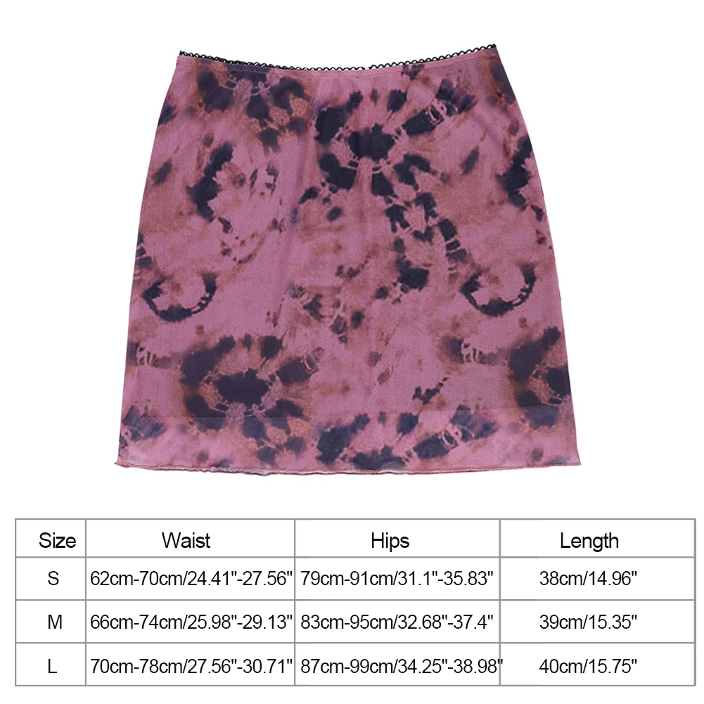 

Women Goth High Waist Tie Dye Mesh Mini Skirts 2000s Aesthetics Ruffles A-line Skirts Summer Y2K Vintage Outfits Double Layer