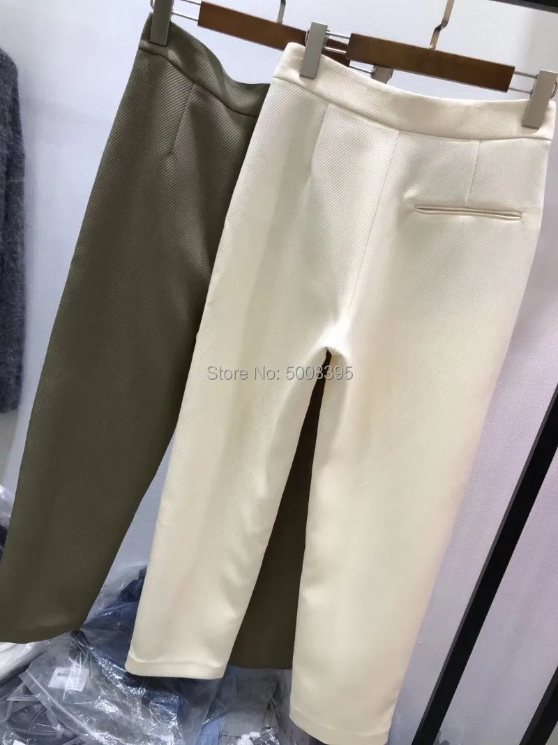 Высокое качество! Кремовый хаки Novara Twill Брюки витой шов Высокая талия Модные свободные брюки женские 2019FW горячая распродажа