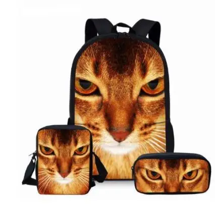 3 шт./компл. школьный рюкзак для детей 16 дюймов готический Moon Phase черный с принтом