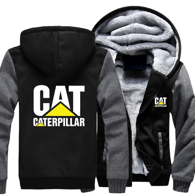 

New Winter Men's Cat Jacket Casual Fashion Long Sleeve Zipper Hooded Plush Warm Sport Coat European Size S-5XL