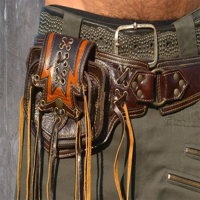 Средневековая Цыганская богемная Сумочка Карманный кожаный кошелек с ремнем