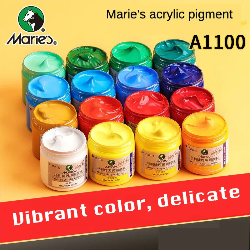 Maries A1100 Acrylic Paints 100ml Set Stone Wall Clothes Painting Materials with Cans for Students Beginners Drawing