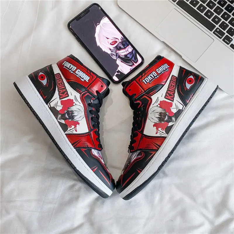 

Tokyo Ghoul Anime Shoes Men Sneakers Zapatillas Hombre High Top Leather Rubber Outdoor Cosplay Casual Flats Tenis Masculino