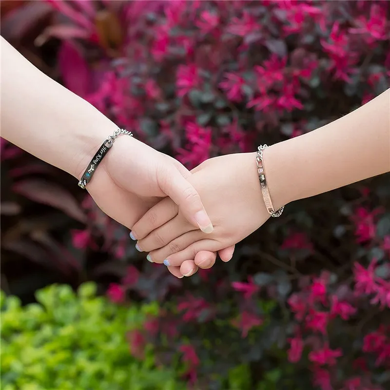 Большая распродажа новая мода пара браслетов из нержавеющей стали ее король его