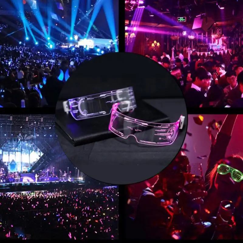 Cool Luminous LED Glasses Glowing Costume Neon Light Flashing Sunglasses For Nightclub DJ Dance Party Decor | Дом и сад