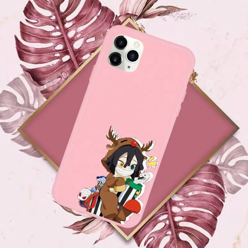 

Christmas Demon Slayer Phone Case Pink Candy Color for iPhone 11 12 mini pro XS MAX 8 7 6 6S Plus X SE 2020 XR