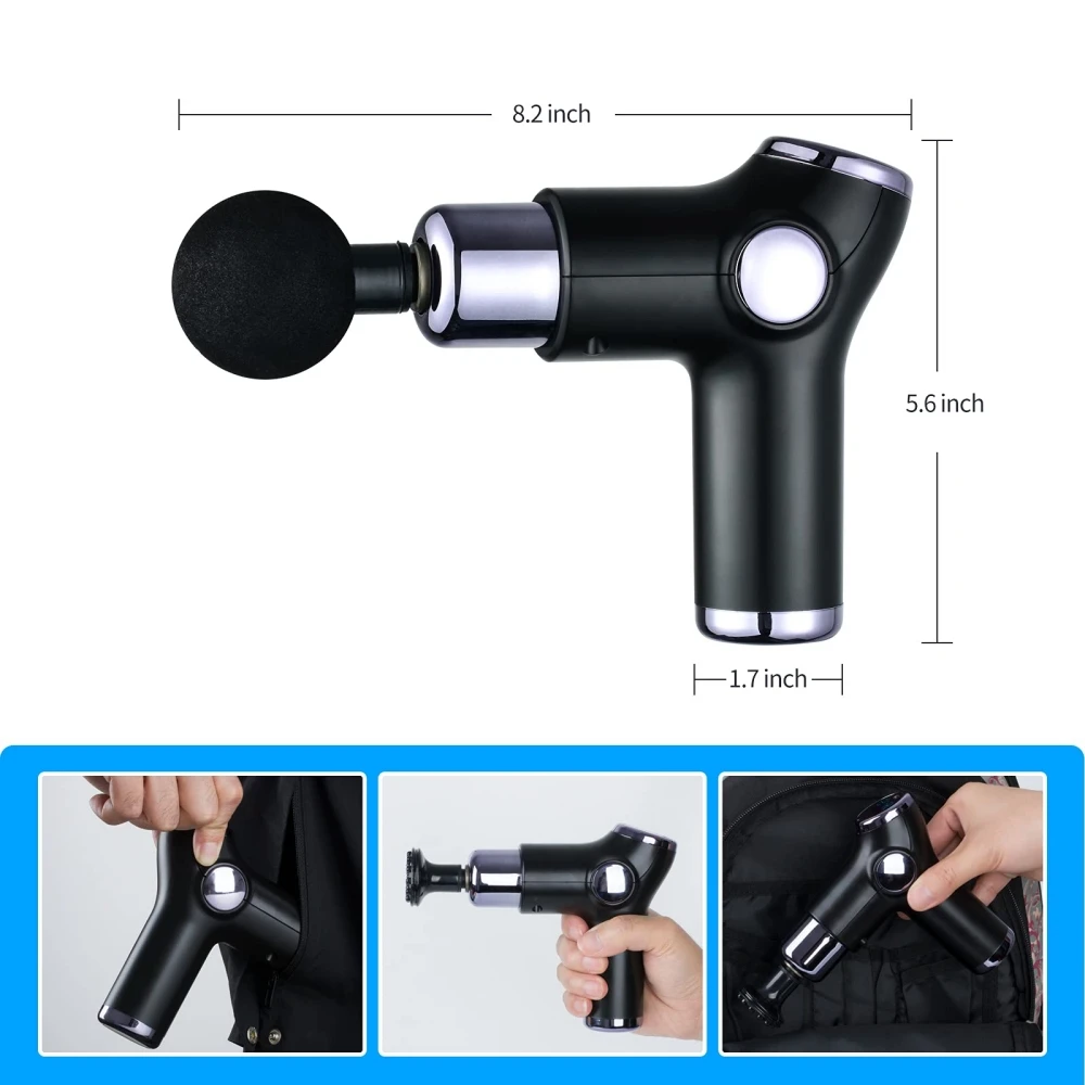 Мини массажер Fascial Gun с 32-скоростным ЖК-сенсорным экраном глубокая ткань ударная