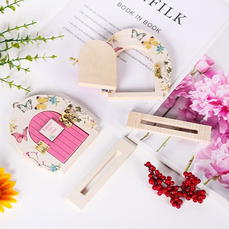 Miniature Fairy Wooden Garden Pink Arch Door 3D DIY Pixie Elf Mouse Hole Decor B03E | Дом и сад