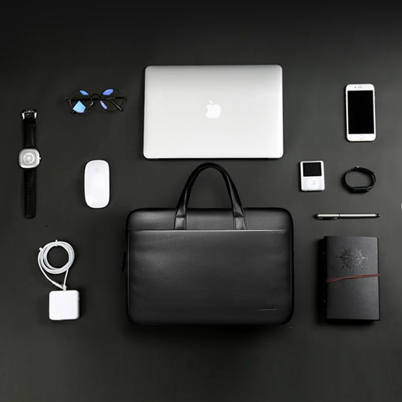 QIALINO Genuine Leather Bags for Coumpter Laptop Bag Waterproof Zipper Case Cover Pouch For 16 inch Macbook Air Pro Retina