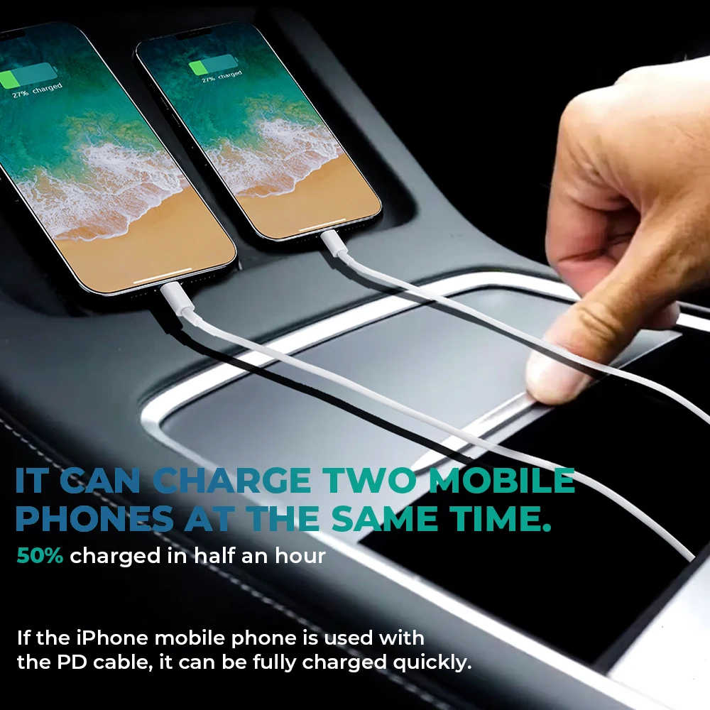 charger extender car type c speed max usb 3 0 hub for tesla model 3 y 2021 23w phone splitter usb ports car accessories free global shipping