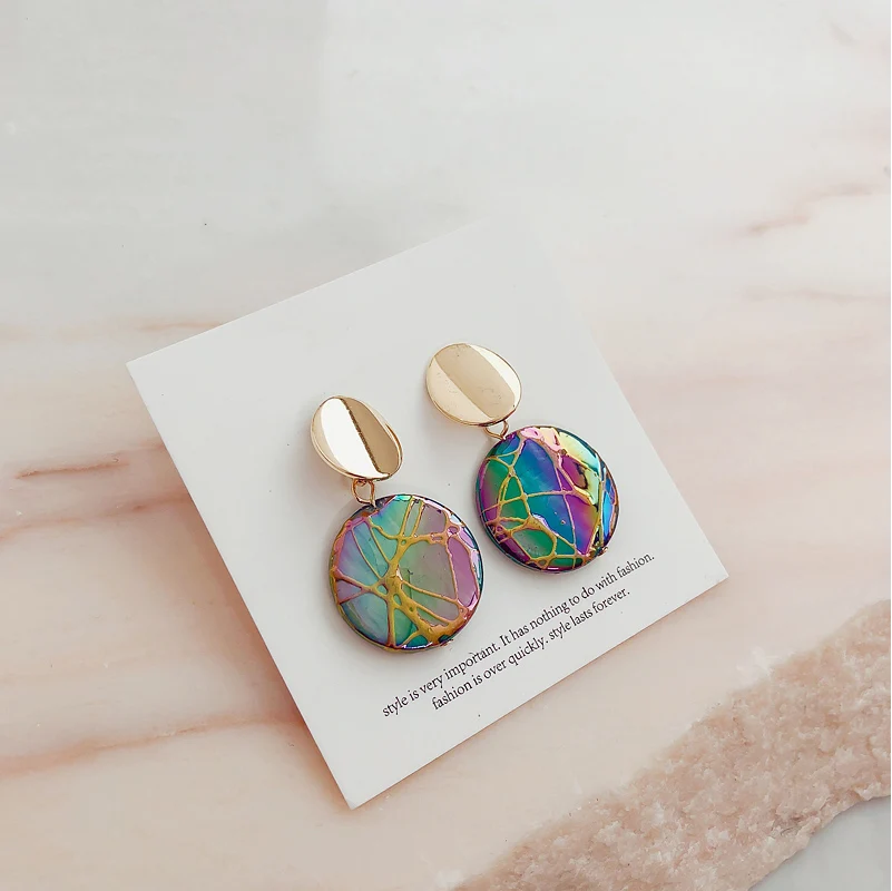 Серьги YAMEGA из натуральной ракушки уникальные корейские богемные геометрические