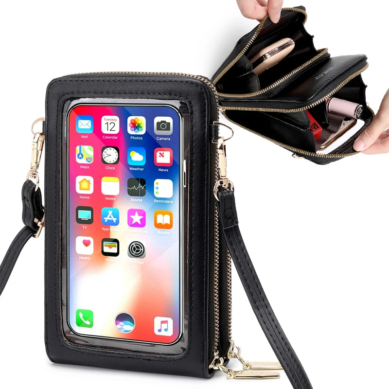 

Multi-functional Touchable Cell Phone Pocket Mini Crossbody Shoulder Bags Women Card Purse Ladies Female Messenger Bag Handbag