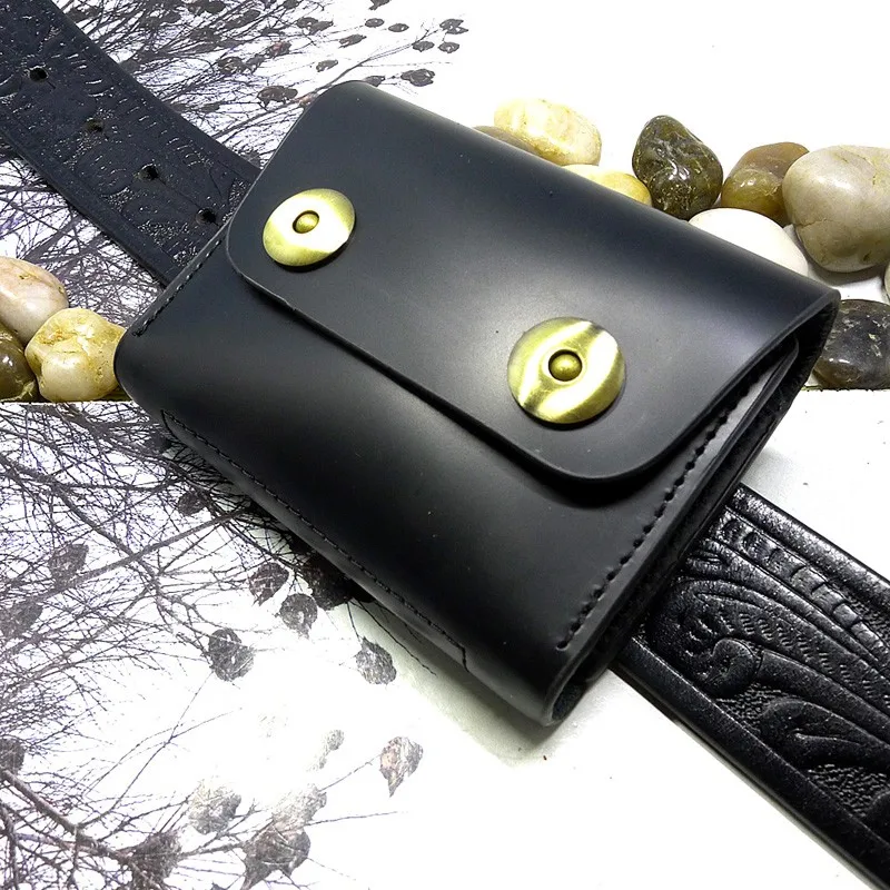 

Blongk Small Waist Pack Zippered Belt Bag Genuine Leather Car Key Case Wallet Coin Purse Credit Card Holder Men Women LBHD-K