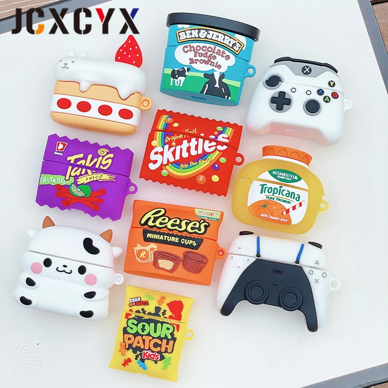 

3D Cartoon Cake Drink Potato Chips Cow silicone Case For Apple Airpods Pro cover For Air podspro Case Wireless charging Box