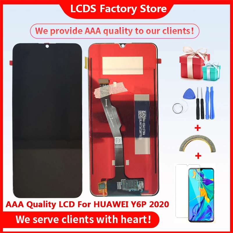 ЖК-дисплей с рамкой для HUAWEI Y6P 6,3, ЖК-дисплей 2020 дюйма, сенсорный экран в сборе для HUAWEI Y6P 2020, ЖК-экран