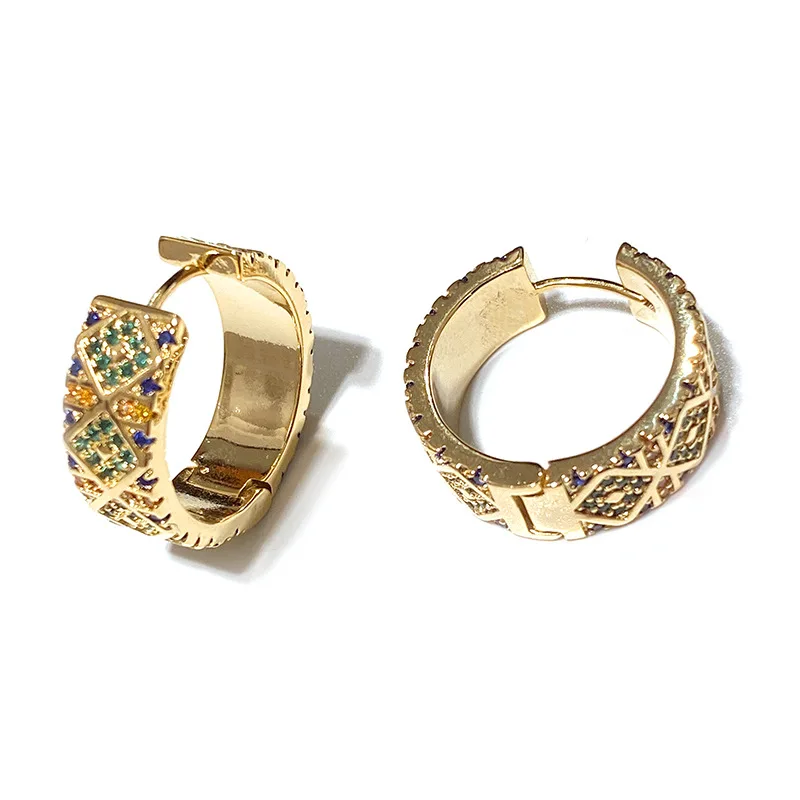 

Colorful striped geometric round earring earrings female retro wind earrings round earrings couple earrings