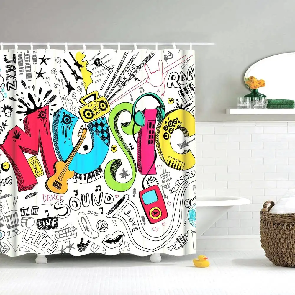Музыкальная душевая занавеска Dafield из полиэстера декоративная музыкальная для