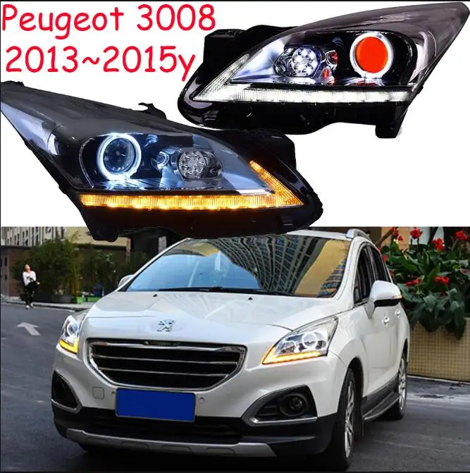 picture 2013~ г. Автомобильный bupmer головной светильник для peugeot 3008 головной светильник автомобильные аксессуары светодиодный DRL HID xenon fog для peugeot 3008 налобный фонарь - Цвет: picture