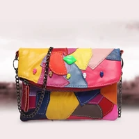 designer new style small bag shoulder messenger fashion stitching hit color chain mini hand grip leather cute female bag women