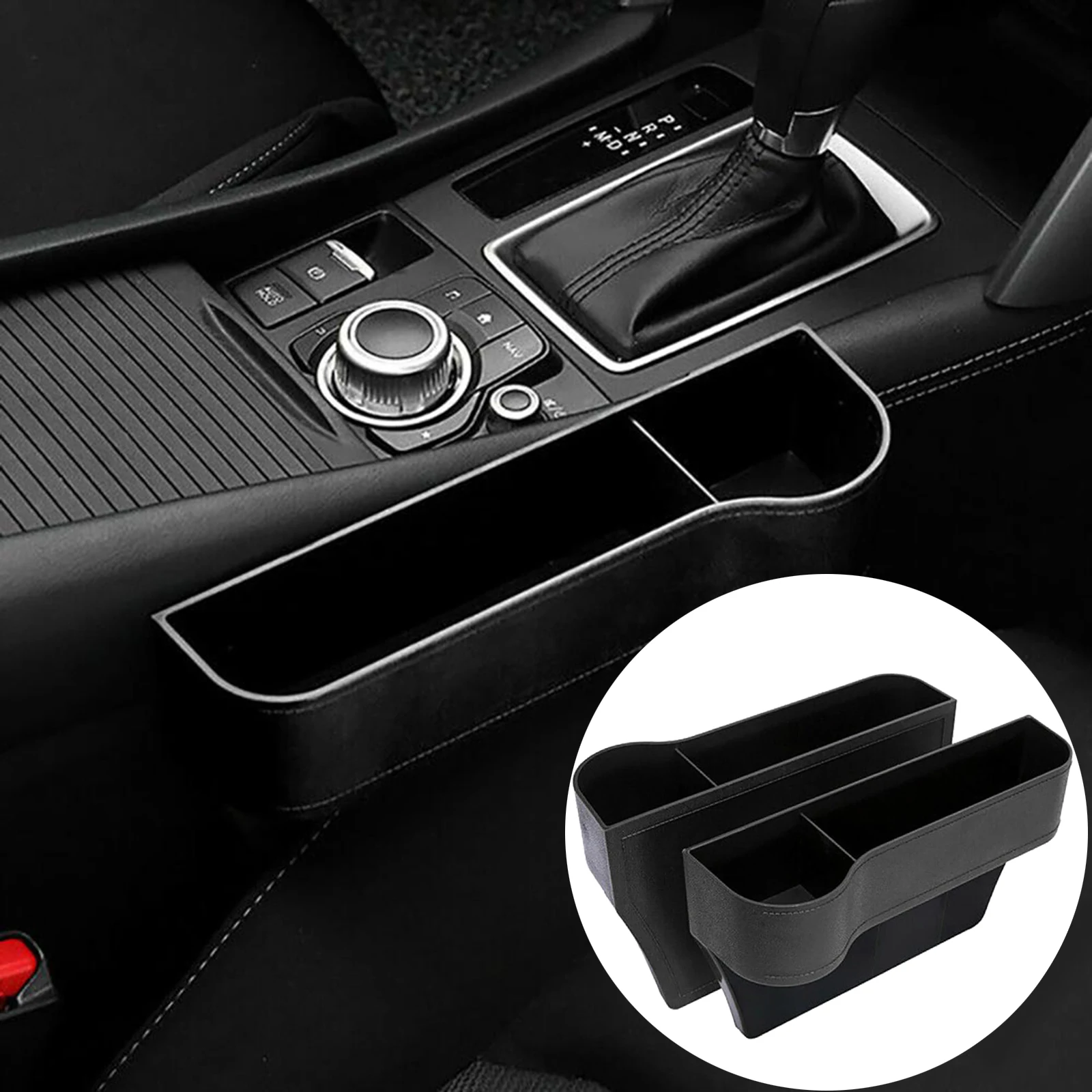 

2x Auto Car Seat Gap Catcher Filler Organiser w/Cup Holder for Cellphone Wallet Keys Black