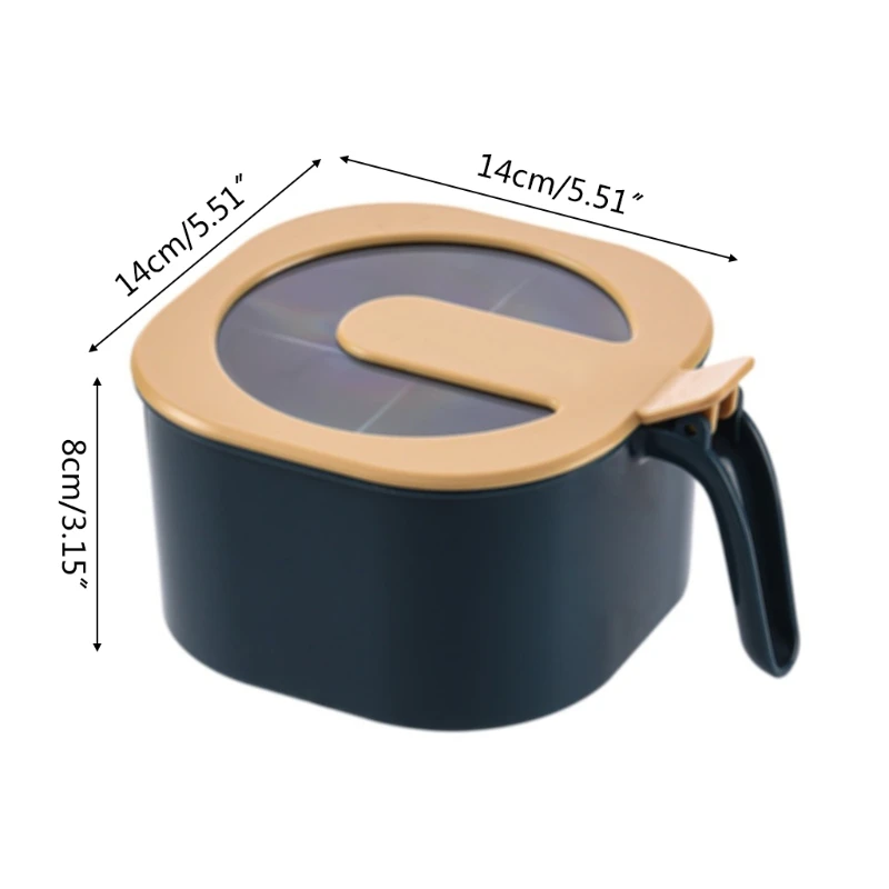 

4 Grids Plastic Seasoning Box with Hand and Lid Serving Spoon Herb Spice Jars Pots Condiment Storage Container Organizer