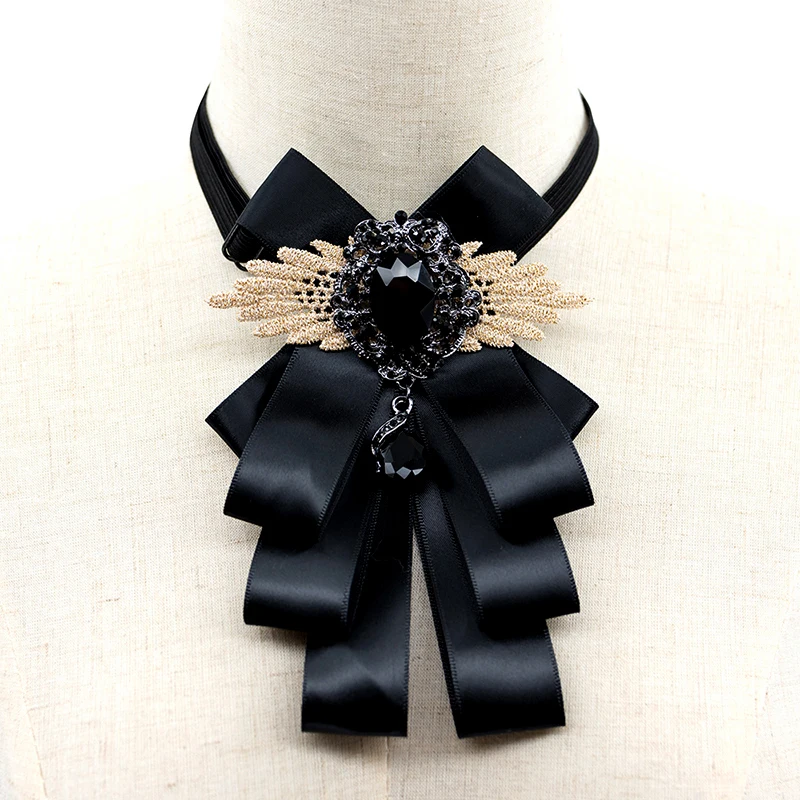 Винтажный черный галстук-бабочка для мужчин со стразами Официальный аксессуар