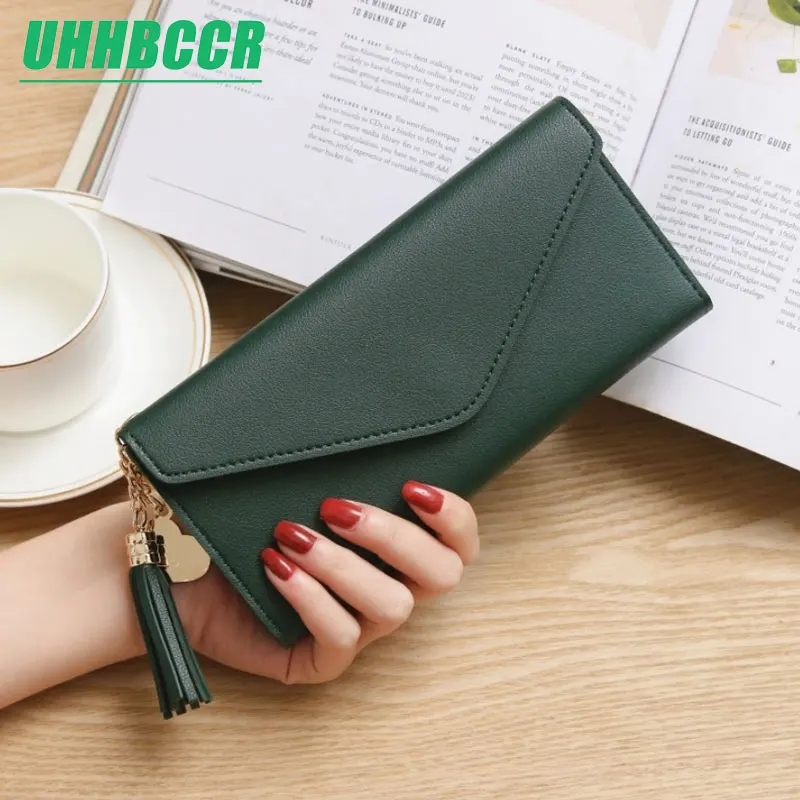 Длинный кошелек для женщин модный с кисточками держатель карт Женский высокого