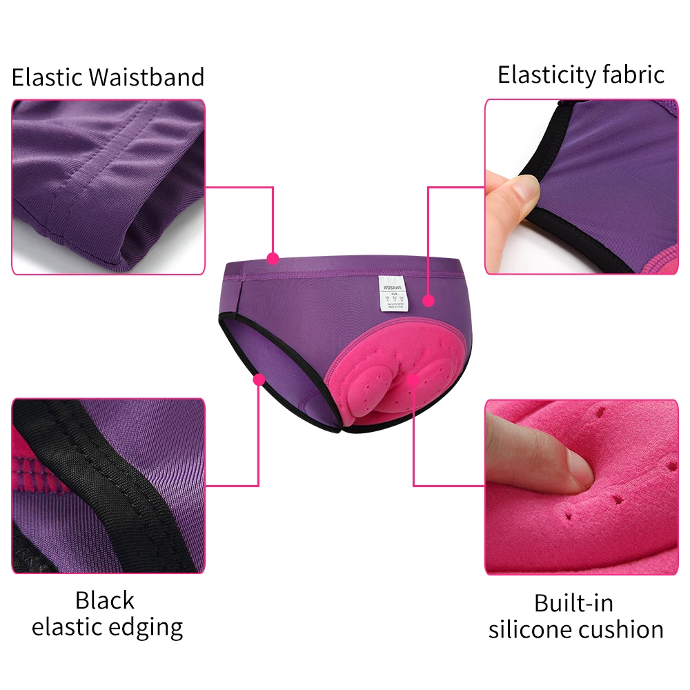 

WOSAWE Women's Cycling Shorts Pink 3D Gel Padded Breathable Underwear Bicycle Road Bike MTB Shorts Riding Underpant S-2XL
