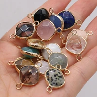 5 pcs natural semi precious stone pendants connector amazonite rose quartz for diy jewelry making necklace gift handmade