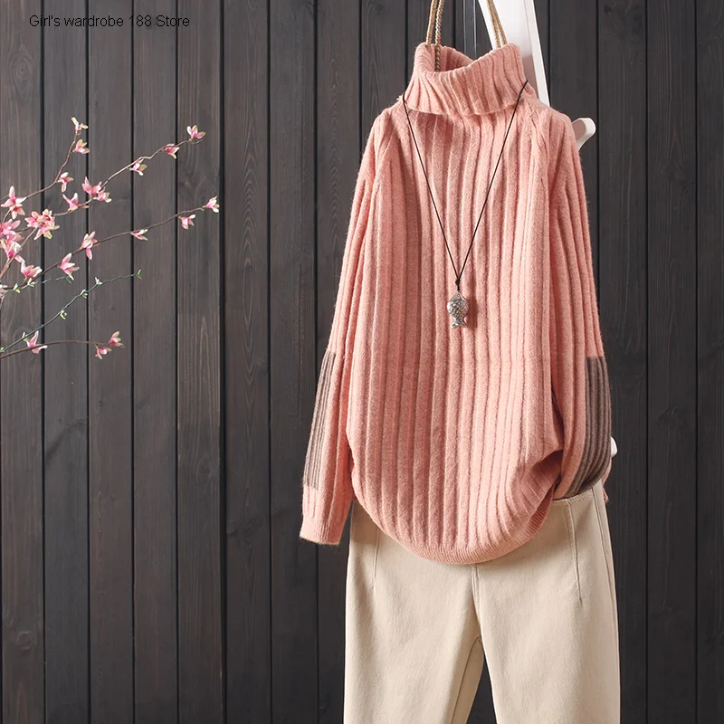 

Свитер женский осенне-зимний, с высоким воротником и длинным рукавом