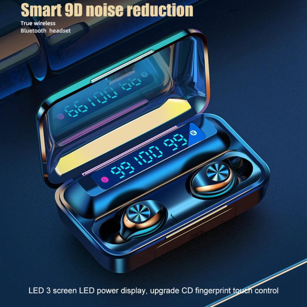 Беспроводные наушники F9 TWS Bluetooth 5 0 с поддержкой Xiaomi / iPhone внешним аккумулятором 2000