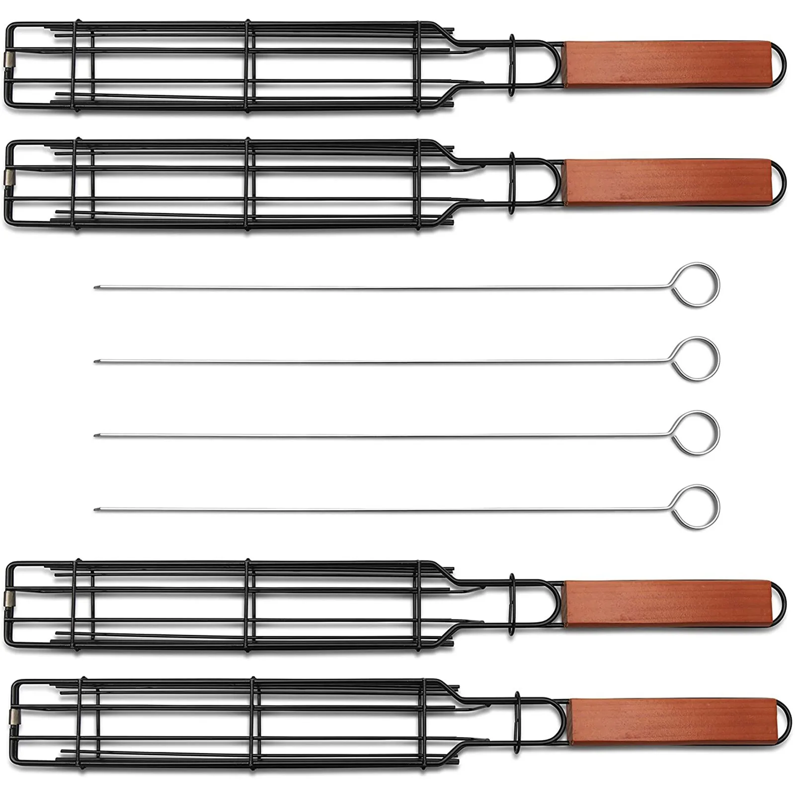 

Grilling Basket - Set of 4 Heavy Duty Stainless Steel Kebab BBQ Grill Box Tool Barbecue Grill Basket Grill Net For Co-Worker#30