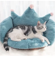 cat sofa cat winter warm bed solid color crown shape puppy bed soft cushion washable thicken pet comfortable mat pet supplies