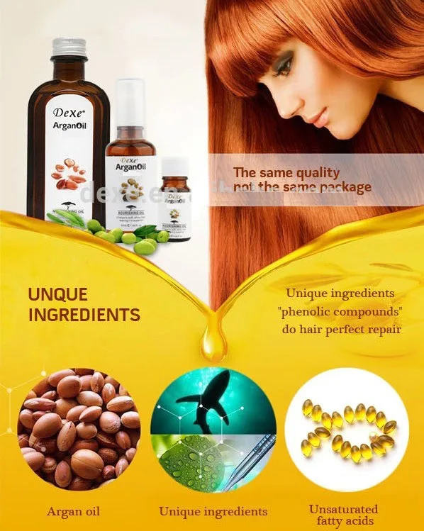 Hair Care Dexe Pure Natural Morocco Argan Oil for Dry and Maintenance Hair Nutrition Essential Oil for Hair Aromathera 50ml