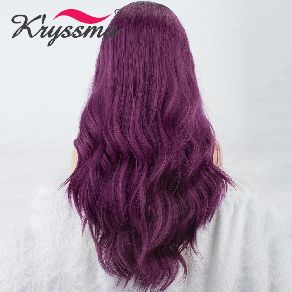 Kryssma 13x3 кружевные бордовые парики длинные волнистые синтетические парики на кружеве для черных женщин термостойкие парики на кружеве