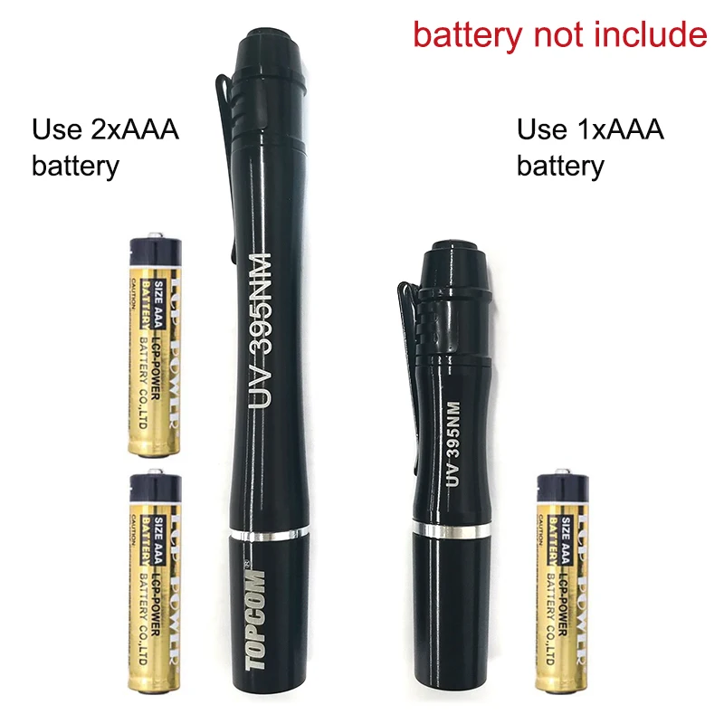 TopCom 3 W mini Карманный 2AAA Батарея питание 395nM 380nM 365nM ультрафиолетового Алюминий