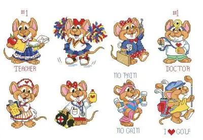 

FF WY Free Delivery Top Quality Lovely Counted Cross Stitch Kit Work And Play Cute Mouse Mice dim 00220