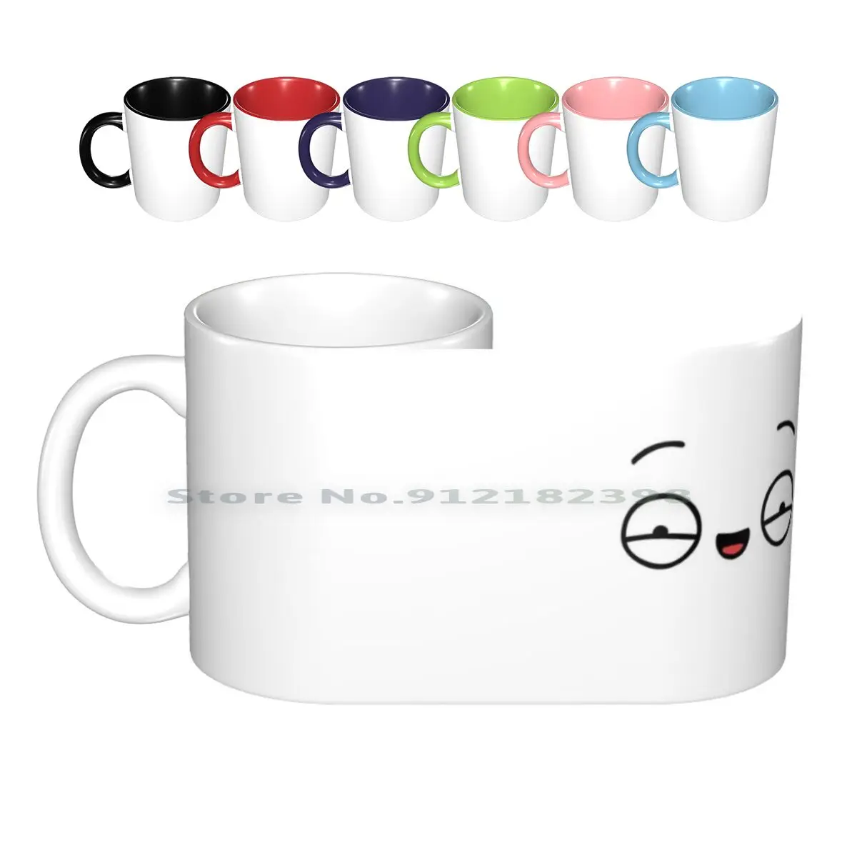 

Happy Face Ceramic Mugs Coffee Cups Milk Tea Mug Face Comic Happy Funny Lolnein Creative Trending Vintage Gift Bottle Cup