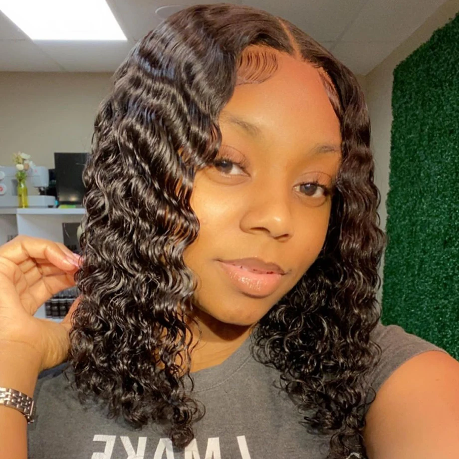 

Deep Wave Frontal Wig Bob Wig Lace Front Human Hair Wigs For Women Human Hair Water Wave Lace Front Wig Curly Human Hair Wig