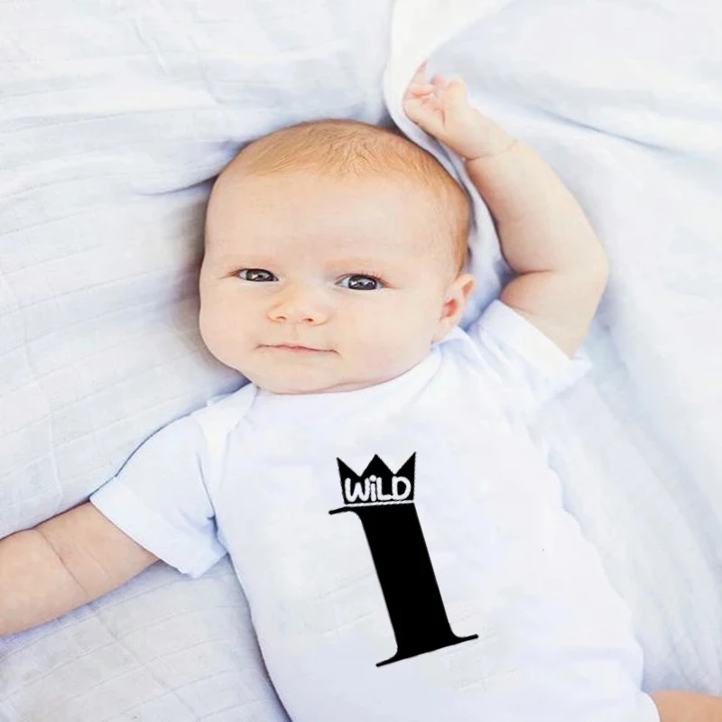 Wild 1st Birthday Pattern Summer Cute Newborn Baby Romper Print Boys Girls Jumpsuit Bebes Infant Clothes Toddler Costume Outfits | Мать и
