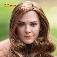 16 scale female head sculpt hermione emma watson smile woman head model with long curls hair for 12 female action figure body