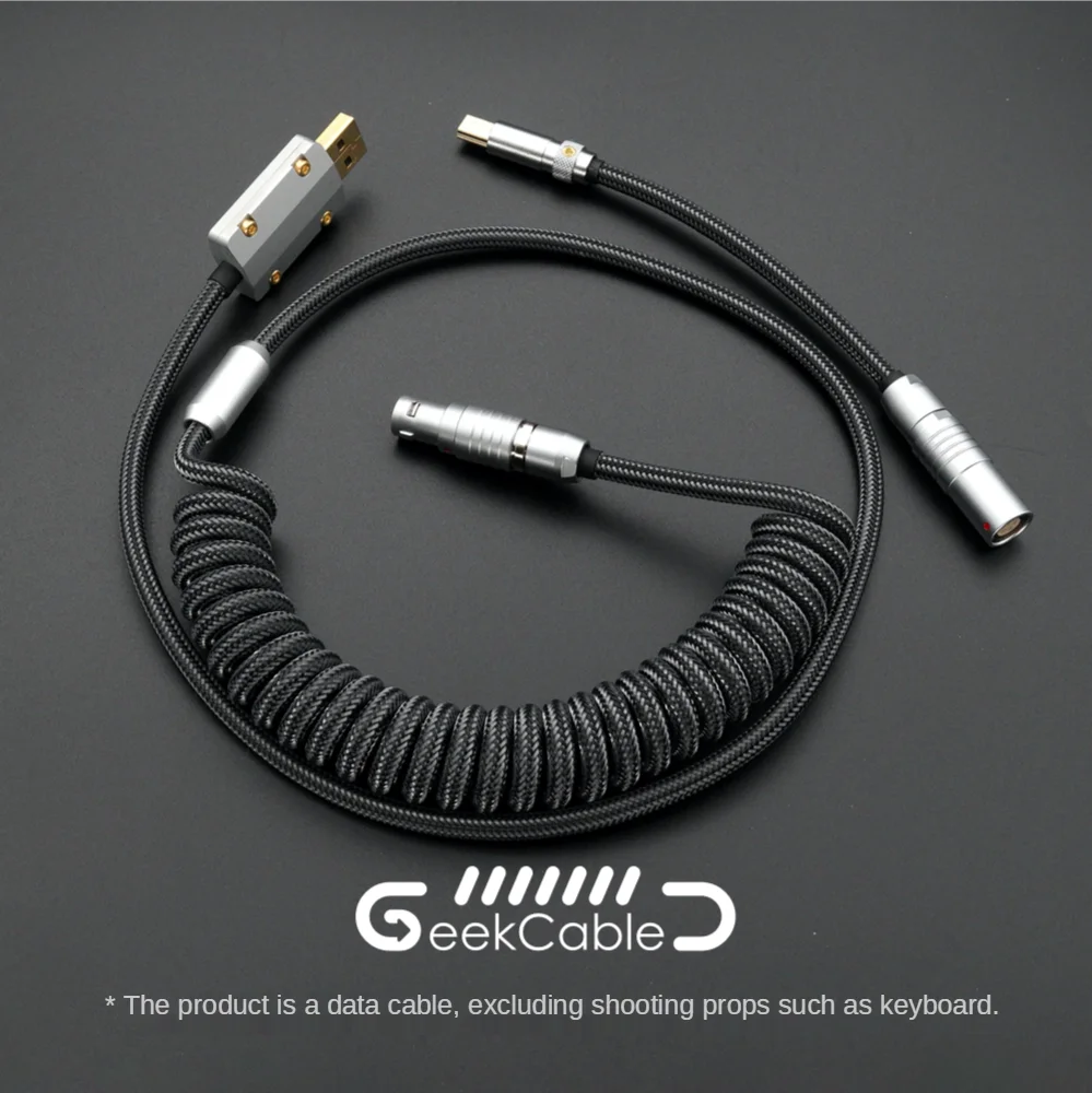 Geekكابل مخصص لتقوم بها بنفسك اليدوية Feier الميكانيكية خط لوحة المفاتيح البيانات النسيج الفلورسنت الأسود نوع C Mini-USB مايكرو USB PH/XH