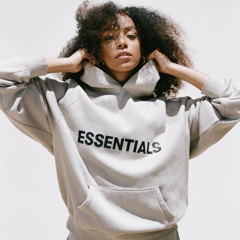 

Spring and Autumn Hoodie Essentials Sweet Reflective Letter Print Unisex Fleece Flannel Pullover Sweatshirt Loose Pocket Hoodie