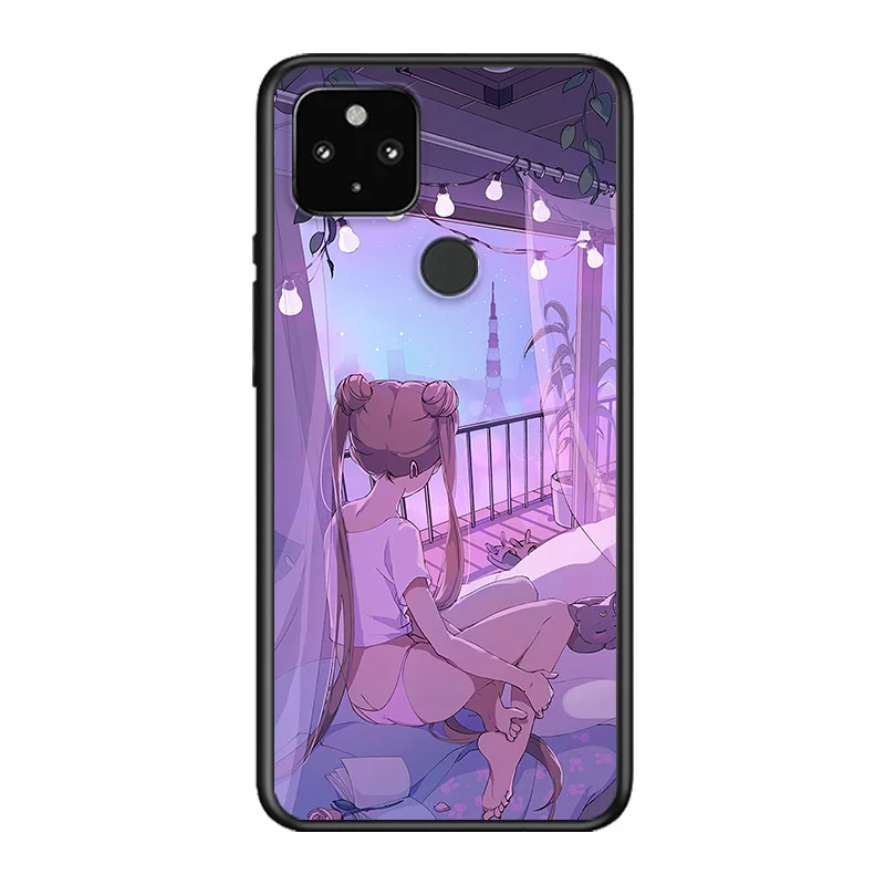 

Anime Girl Sailor Moon Soft TPU Silicone Black Cover For Google Pixel 5 4A 5G 4 XL Phone Case