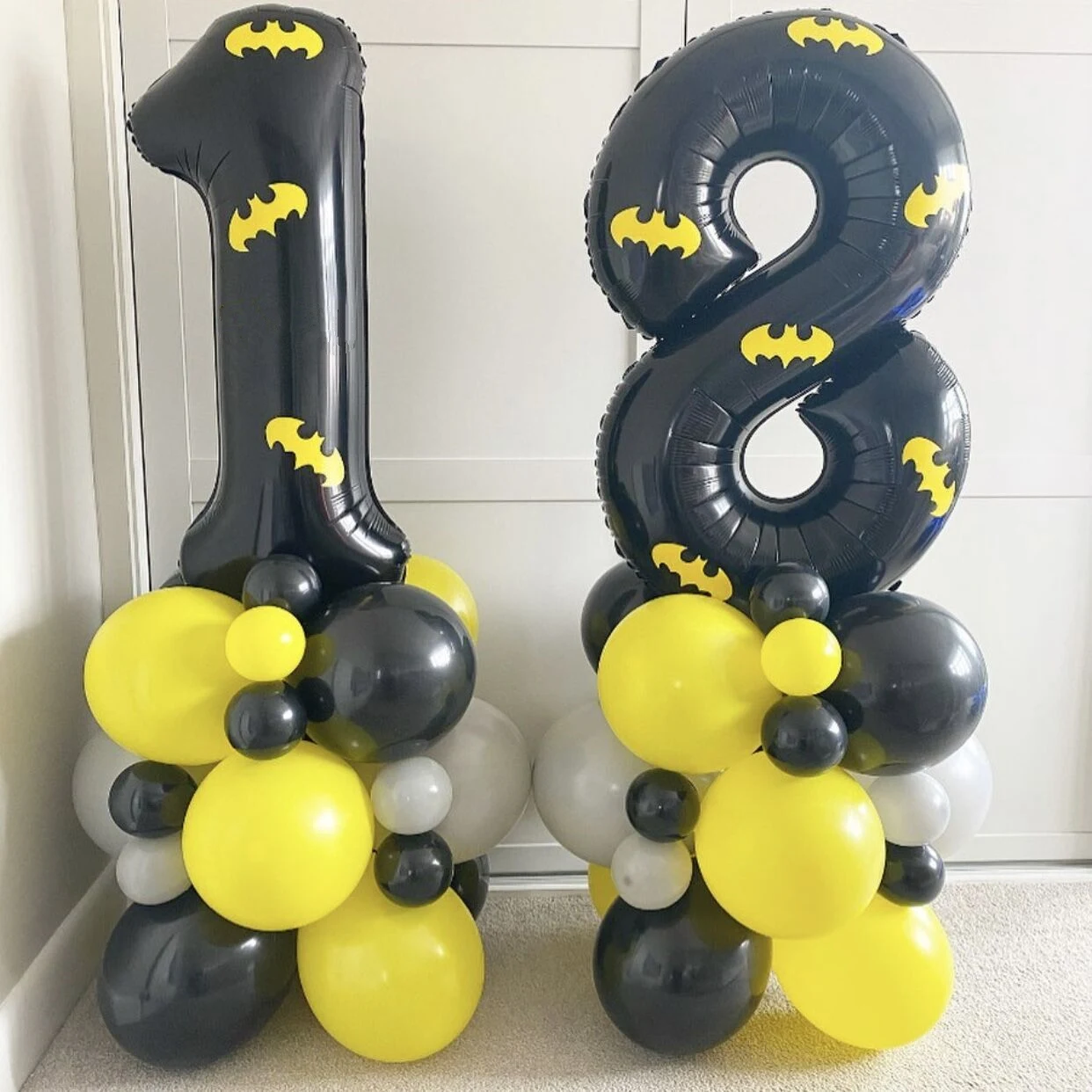 32inch Black Number Foil Balloons Set 0 1 2 3 4 5 6 7 8 9 Figures Globos Bat man Superhero City Baby Shower Decor Theme Party