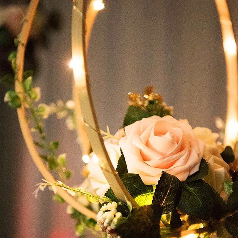 

1Pc Wooden Hoop flower vine decor home Wedding decoration Iron/Rattan wreath Floral garland hoop Baby shower Home Decor 10-40cm