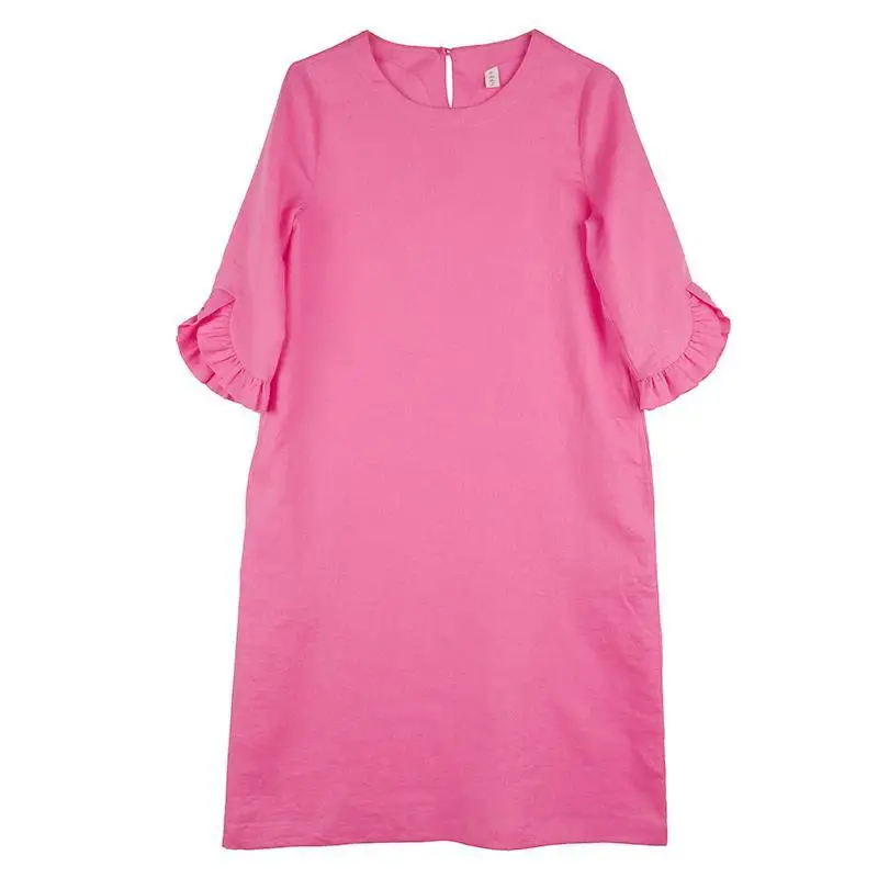 

Literature and art cotton and hemp solid color dress belt 2021 spring and summer new loose show thin and fresh skirt